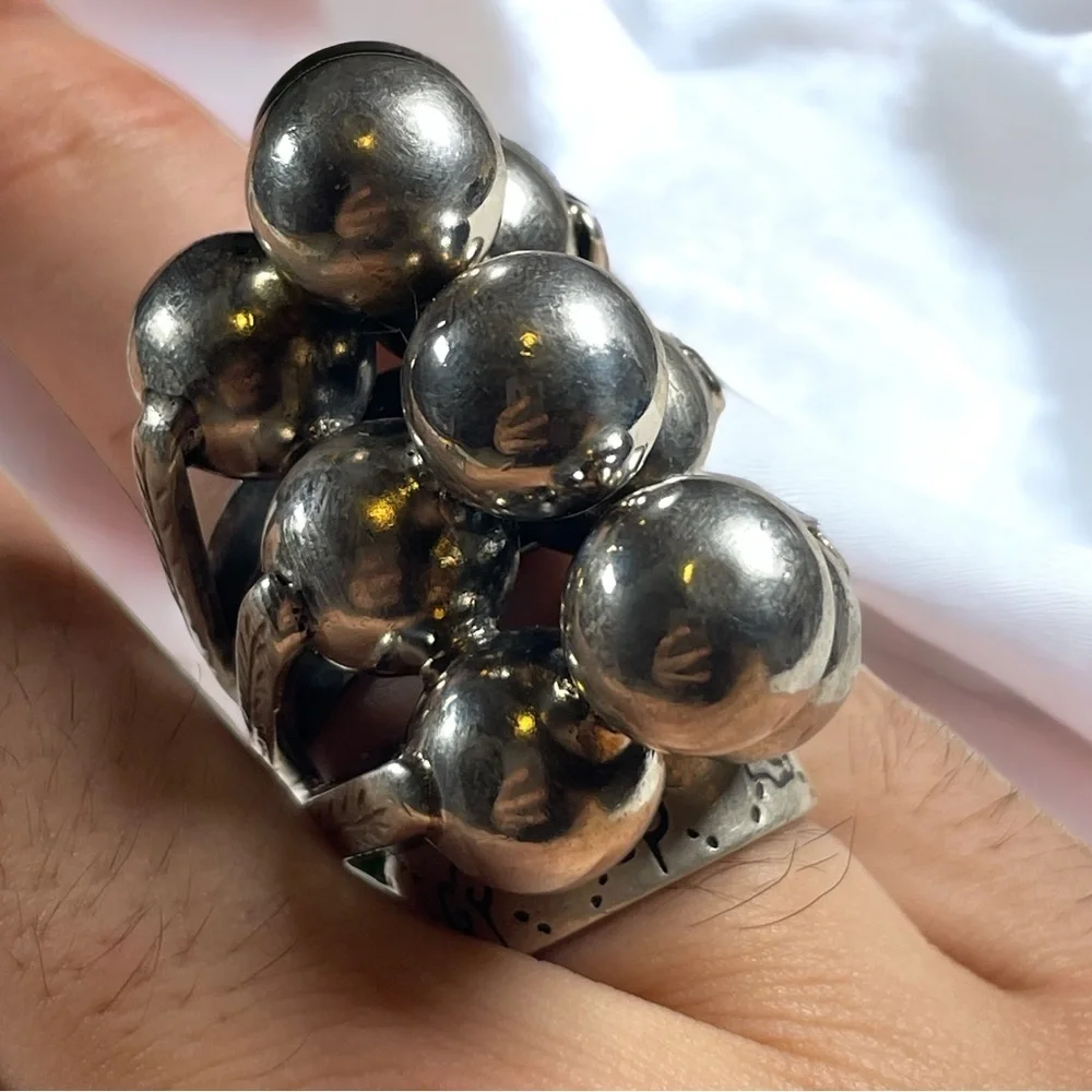 Rachel Gera Vintage 90s Israeli Modernist Boho 925 Sterling Silver Ring, Size 8